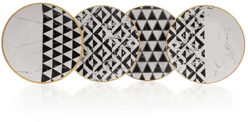 Πιάτο Ρηχό (Σετ 4Τμχ) 275KRM1344 25x25x3,7cm Multi Hermia Κεραμικό