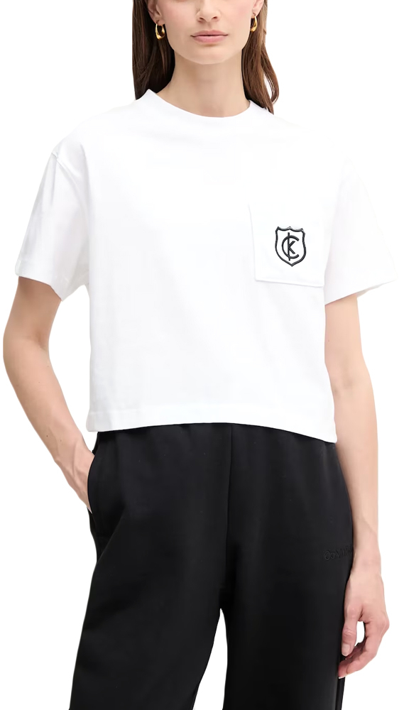 CALVIN KLEIN BOXY CREST CROP LOGO POCKET T-SHIRT WOMEN CALVIN KLEIN ΛΕΥΚΟ (LV047B847G-YAA)