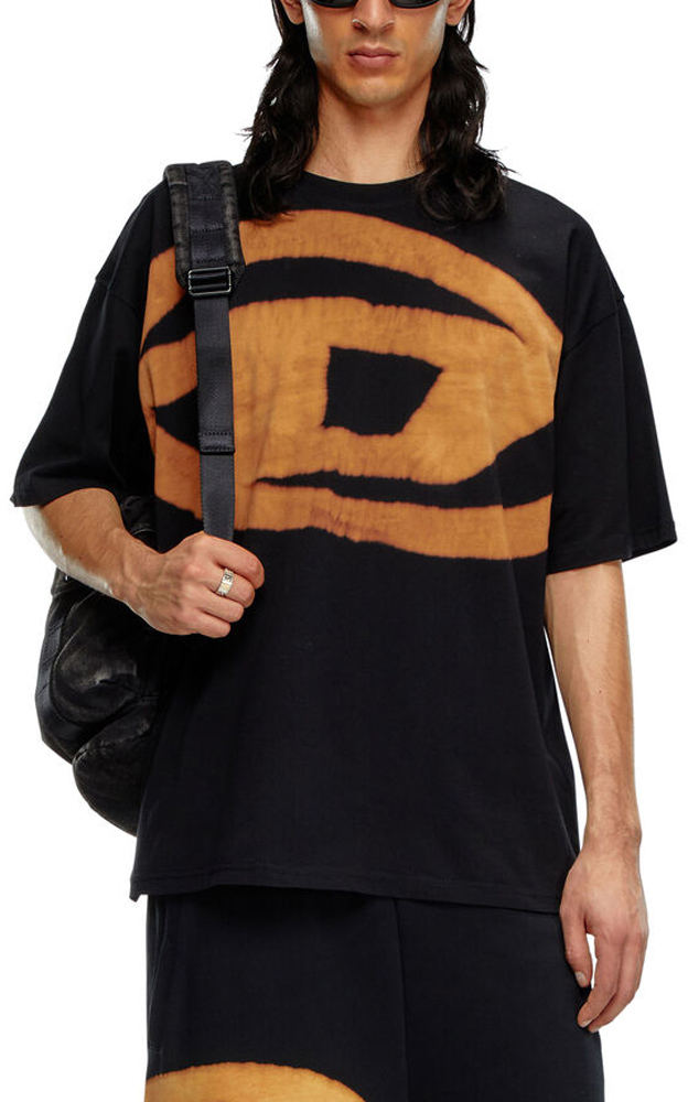 DIESEL T-BOXT-BLEACH RELAXED FIT T-SHIRT MEN DIESEL ΜΑΥΡΟ- ΜΠΕΖ (A14872-0QKAS-9XX)