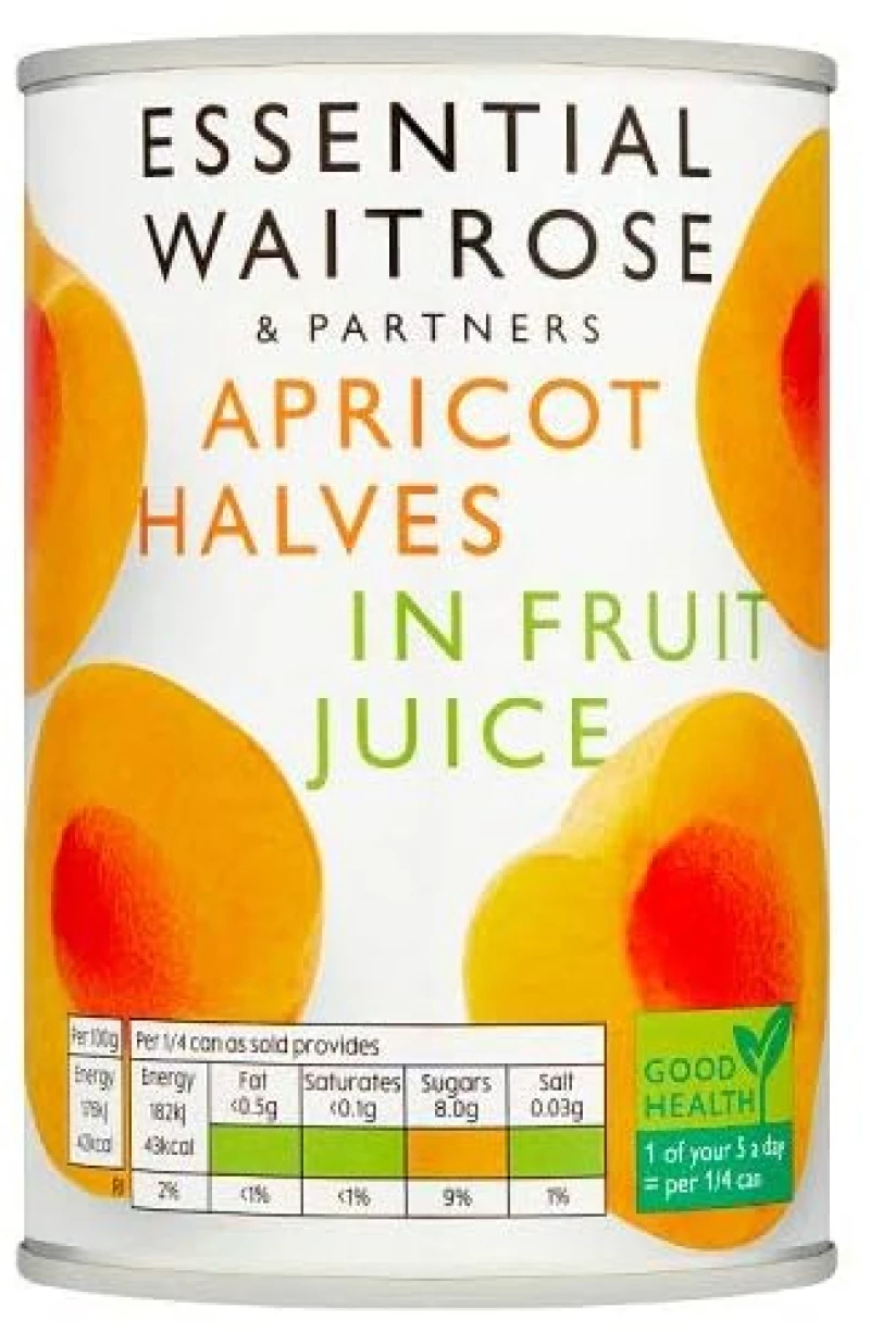 Βερίκοκο σε Χυμό Φρούτων Waitrose Essential Apricot Halves in Fruit Juice 240g