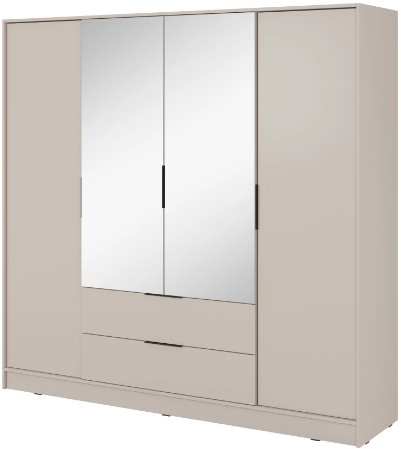 Ντουλάπα Kelly Λευκό Σαμπανί με καθρέπτες 206x200x51cm