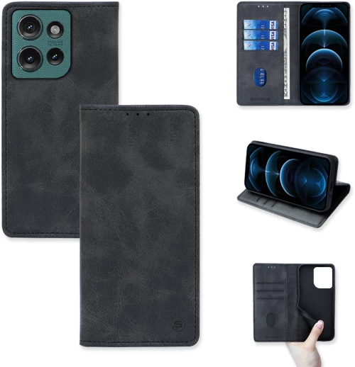 Θήκη Πορτοφόλι Vintage Magnet Wallet Sonique Motorola Edge 50 5G Μαύρο