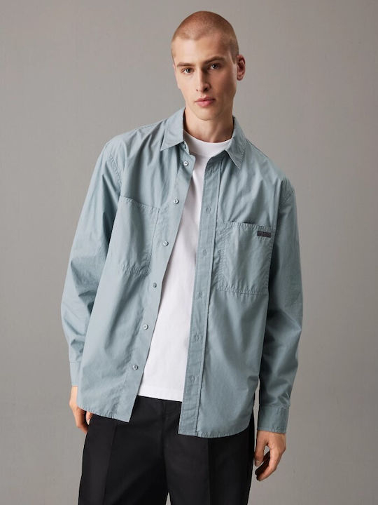 Calvin Klein ανδρικό relaxed βαμβακερό overshirt γαλάζιο J30J326721-PC2