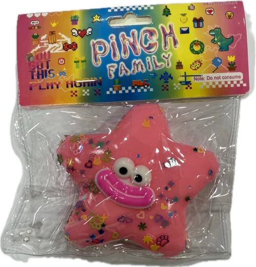 Antistress Taba Squishy Αστέρι με Strass μάτια & Χαμόγελο 9×7cm Ροζ
