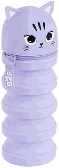 Πτυσσόμενη Kασετίνα Mολυβοθήκη Miquelrius Back2Fun Silicone Γατούλα Μωβ  6.5x11.5cm
