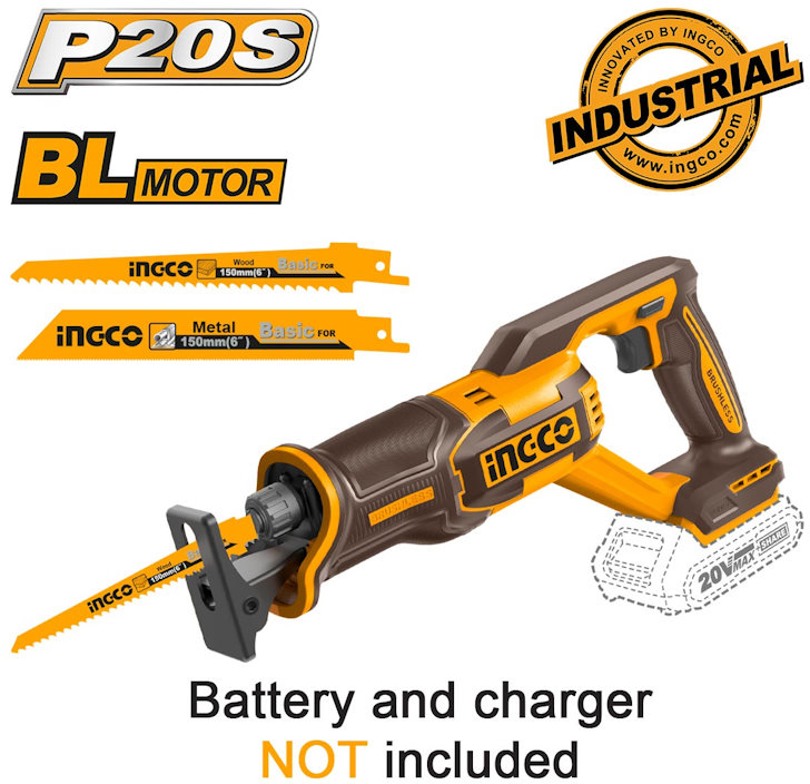 Σπαθόσεγα μπαταρίας 20V Brushless χωρίς μπαταρία & φορτιστή CRSLI2108 INGCO