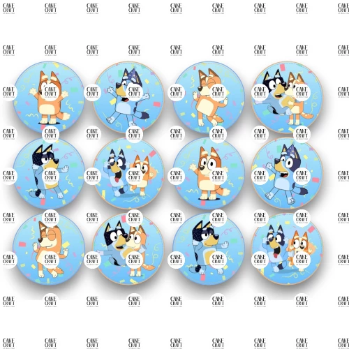 Βρώσιμα σχέδια Bluey Birthday - 12τμχ