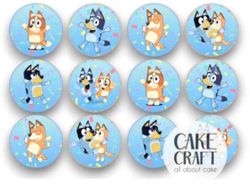 Βρώσιμα σχέδια Bluey Birthday - 12τμχ