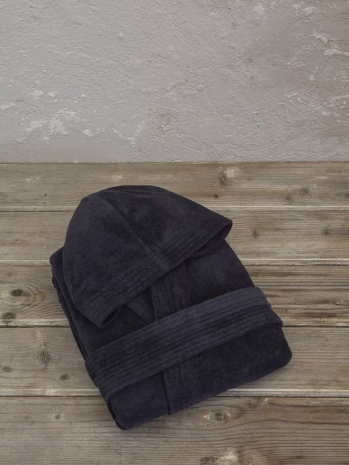 Μπουρνούζι με κουκούλα Zen - Total Black Μαύρο Extra Large