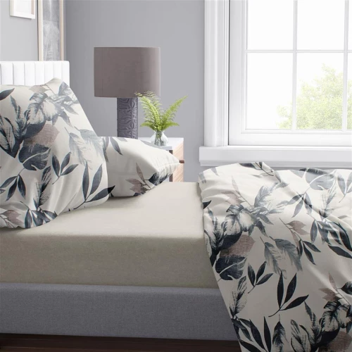 Σεντόνια Εμπριμέ Σετ 4 τεμ Ευριδίκη 710 240X270 Ecru-Black 100% Cotton - -