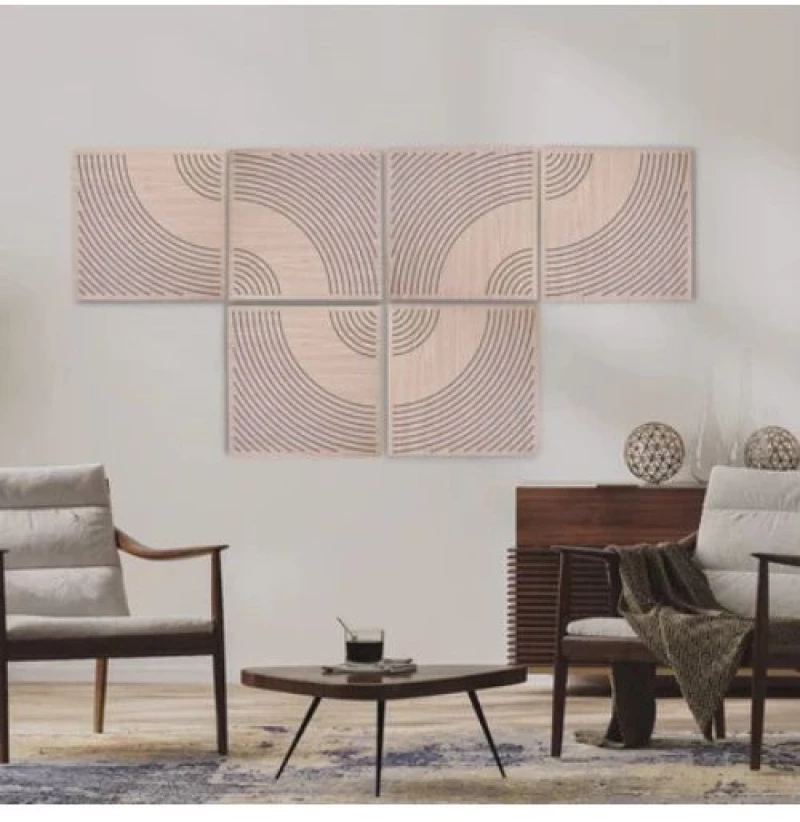 Audiodesigner Wave Pattern Brown Ηχοαπορροφητικά Ξύλινα πάνελ 50x50x5 cm / 1 τ.μ. (4 Τεμάχια)