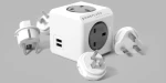 Allocacoc PowerCube |ReWirable| Πολύπριζο 5 θέσεων UK & 4x plugs  Γκρι - 1850GY/UKRU4P