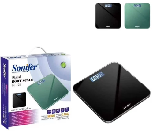 SONIFER Ψηφιακή ζυγαριά σώματος μαύρη έως 180kg