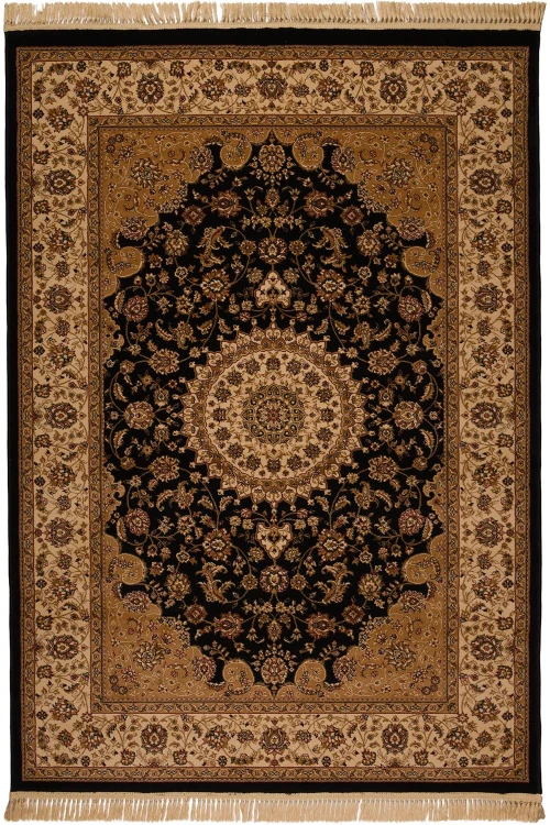 Χαλί Isfahan 2438A Black-Cream Βιοκαρπέτ 200X250cm