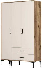 Ντουλάπα Τρίφυλλη Kumsal 845HCT5461 120x47,5x201,4cm Walnut-Cream Τρίφυλλη