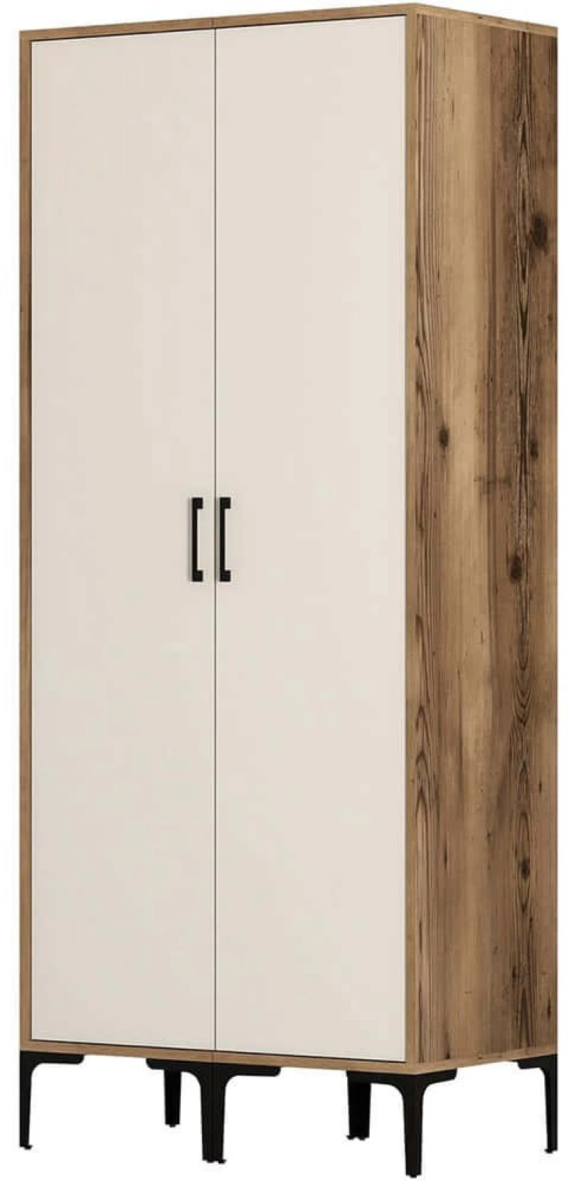 Ντουλάπα Δίφυλλη Kumsal 845HCT5446 80x47,5x201,4cm Walnut-Cream Δίφυλλη