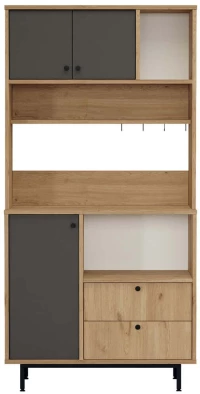 Ντουλάπι Κουζίνας 956LCS3568 88x35,5x180cm Oak-Anthracite Μοριοσανίδα, Μέταλλο
