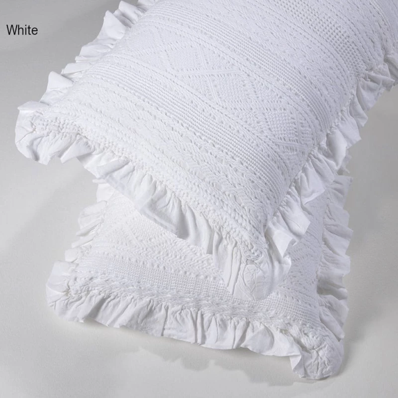Μαξιλαροθήκη Διακοσμητική Με Βολάν 454 White Down Town 40Χ60 100% Βαμβάκι