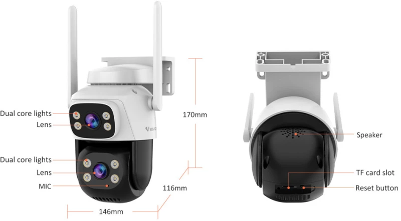 VSTARCAM smart κάμερα C622DR, dual lens, 2MP, WiFi, SD, PTZ, IP66