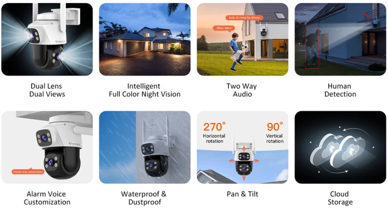 VSTARCAM smart κάμερα C622DR, dual lens, 2MP, WiFi, SD, PTZ, IP66