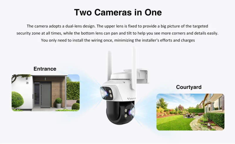 VSTARCAM smart κάμερα C622DR, dual lens, 2MP, WiFi, SD, PTZ, IP66