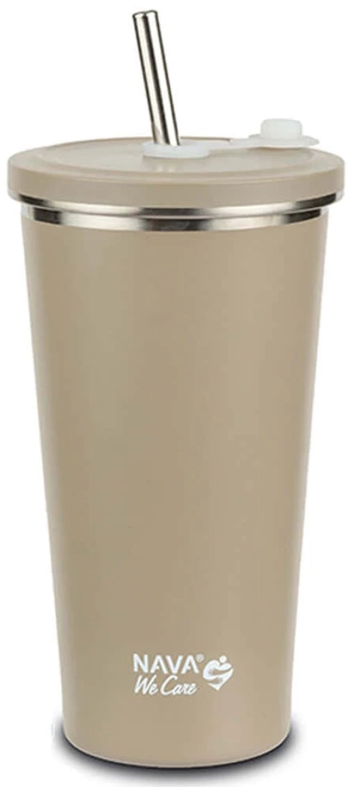 Ποτήρι - Θερμός Με Καλαμάκι We Care 10-110-046 Φ10x18,5cm 520ml Grey Nava