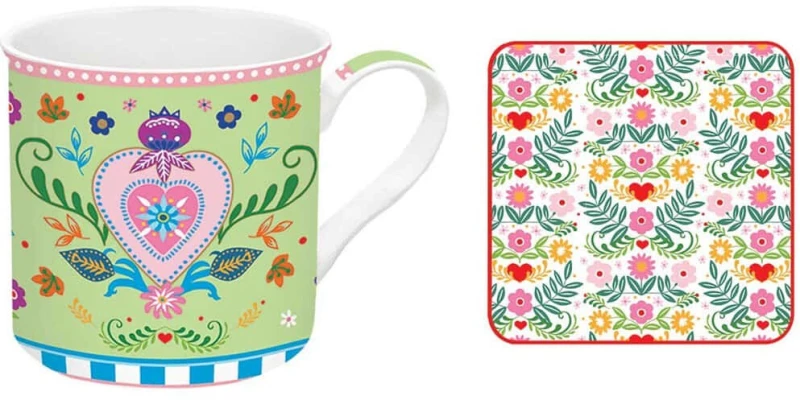 Κούπα Με Σουβέρ Spring Folk 1410SFΟL 300ml Multi Easy Life Πορσελάνη