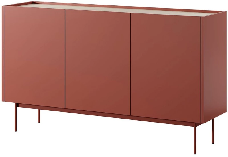 Μπουφές Color 144x37x83cm Ceramic Red-Natural Μελαμίνη,Μέταλλο