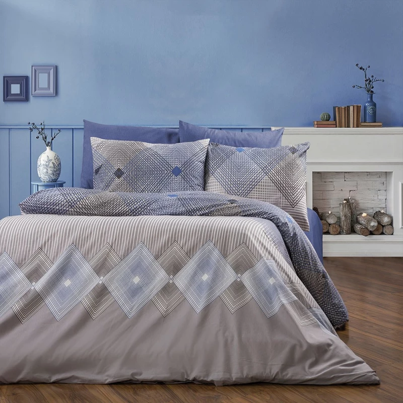 Μαξιλαροθήκη Καλλιρόη 604 Grey-Blue DimCol 50Χ70 Βαμβάκι-Πολυέστερ