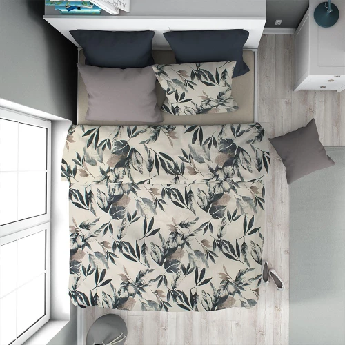 Παπλωματοθήκη Ευριδίκη 710 Ecru-Black DimCol Queen Size 220x240cm 100% Βαμβάκι