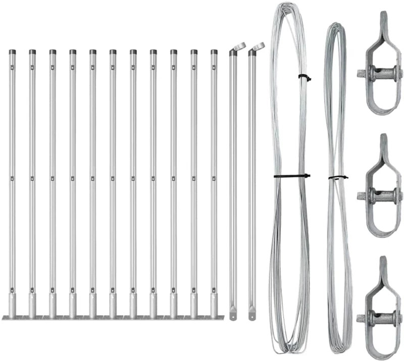 vidaXL Σετ Πόλων Φράχτη 13 pcs Ασημί Ø32mm 160 εκ