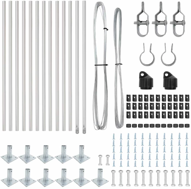 vidaXL Σετ Πόλων Φράχτη 13 pcs Ασημί Ø32mm 160 εκ