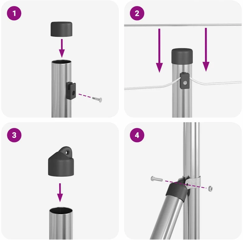 vidaXL Σετ Πόλων Φράχτη 13 pcs Ασημί Ø32mm 160 εκ