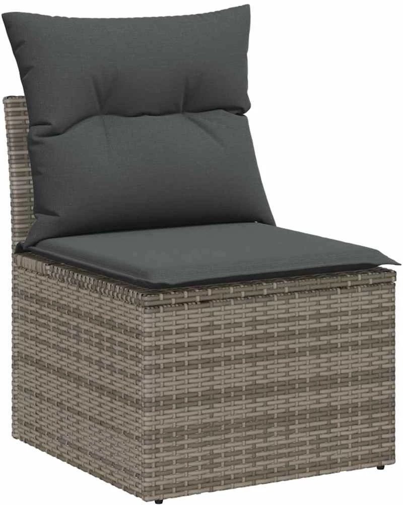 vidaXL Κήπος Σετ 8 κομματιών με Μαξιλάρια σε Γκρι Πολυ Ραττάν