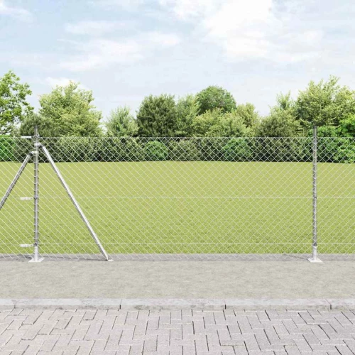 vidaXL Σετ Στύλων Φράχτη Ασημί 25 x 0.8 μ Επικαλυμμένος Χάλυβας