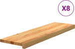 vidaXL Πατάκια Σκάλας 8 τεμ. Ανοιχτό Καφέ 90x30x2 cm Ξύλο Δρυός