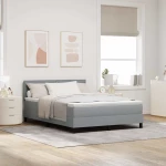 vidaXL Κρεβάτι Box Spring με Στρώμα Ανοιχτό Γκρι 140x190 εκ. Ύφασμα