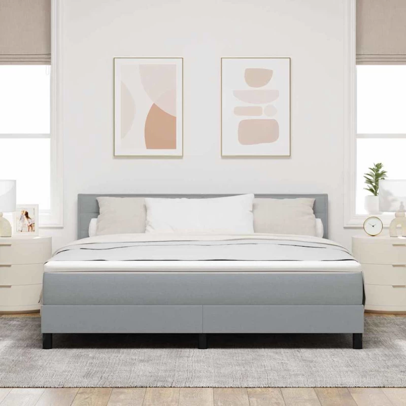 vidaXL Κρεβάτι με Στρώμα Light Grey 180x200 cm Υφάσματος