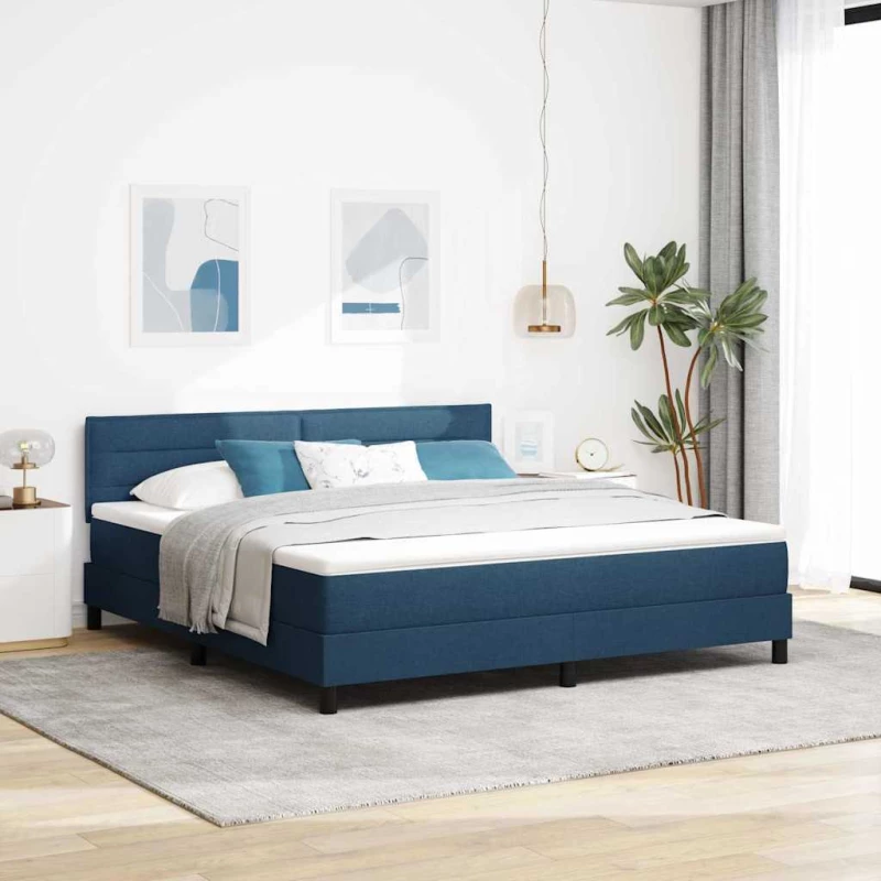vidaXL Κρεβάτι με Στρώμα Μπλε 180x200 εκ Υφασμάτινο