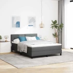 vidaXL Box Spring Κρεβάτι με Στρώμα Σκούρο Γκρι 140x200 cm Ύφασμα