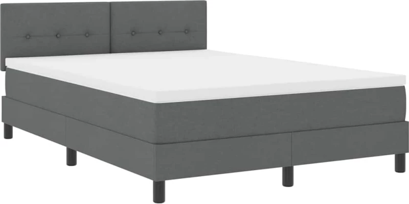 vidaXL Box Spring Κρεβάτι με Στρώμα Σκούρο Γκρι 140x200 cm Ύφασμα