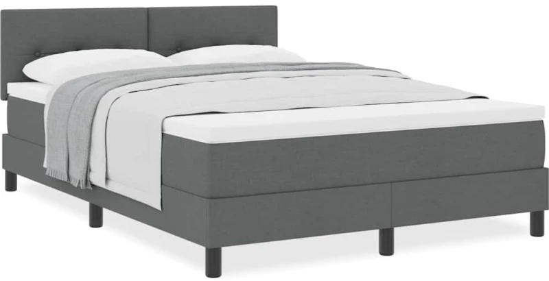 vidaXL Box Spring Κρεβάτι με Στρώμα Σκούρο Γκρι 140x200 cm Ύφασμα
