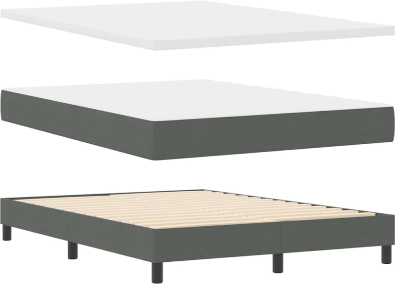 vidaXL Box Spring Κρεβάτι με Στρώμα Σκούρο Γκρι 140x200 cm Ύφασμα