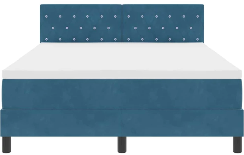 vidaXL Κρεβάτι με Στρώμα & LED Σκούρο Μπλε 140x200 εκ Βελούδο
