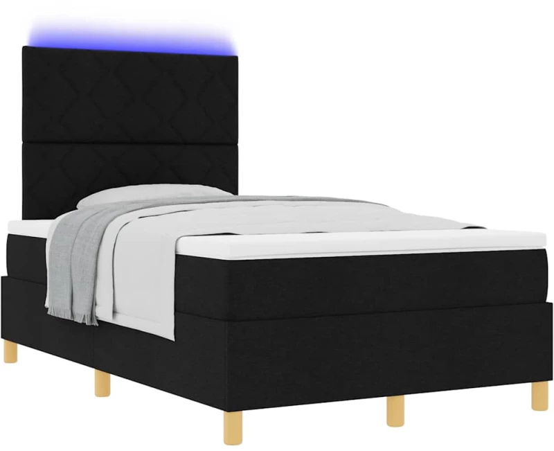 vidaXL Κρεβάτι Υποστήριξης με Στρώμα & LED Μαύρο 120x190 εκ. Ύφασμα