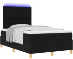 vidaXL Κρεβάτι Υποστήριξης με Στρώμα & LED Μαύρο 120x190 εκ. Ύφασμα