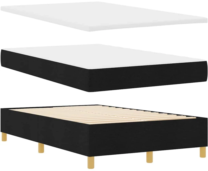 vidaXL Κρεβάτι Υποστήριξης με Στρώμα & LED Μαύρο 120x190 εκ. Ύφασμα