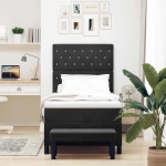 vidaXL Κρεβάτι Box Spring με Στρώμα & Παγκάκι Μαύρο 100x200 εκ. Βελούδο