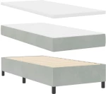 vidaXL Κρεβάτι Box Spring με στρώμα & πάγκο Ανοιχτό γκρι 100x200 εκ Βελούδο