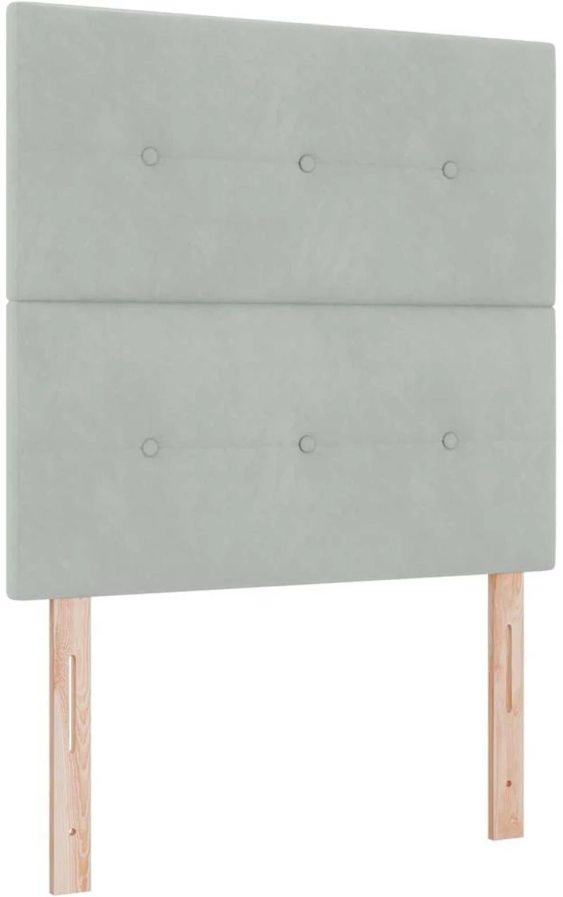 vidaXL Κρεβάτι Box Spring με στρώμα & πάγκο Ανοιχτό γκρι 100x200 εκ Βελούδο